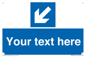 Custom Mandatory directional sign, blue arrow down and left